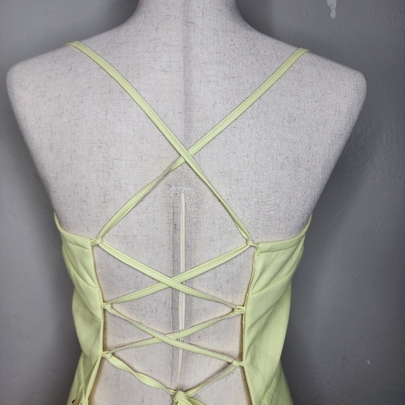 NWT Good American Vacay Lace-Up Faux Leather Sheath Dress In Key Lime SZ 3XL - Picture 8 of 13